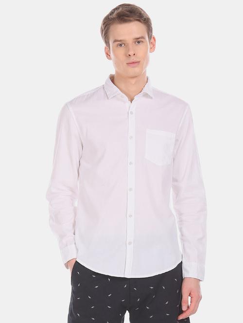 white solid casual shirt - 17576847 - Standard Image - 1
