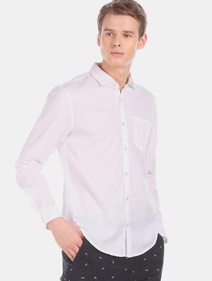 white solid casual shirt - 17576847 - Standard Image - 2