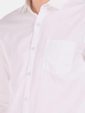 white solid casual shirt - 17576847 - Standard Image - 5