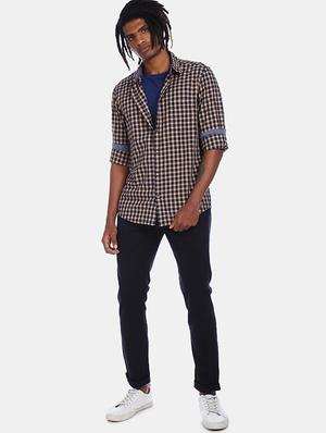 navy blue checkered casual shirt - 17576883 - Standard Image - 5