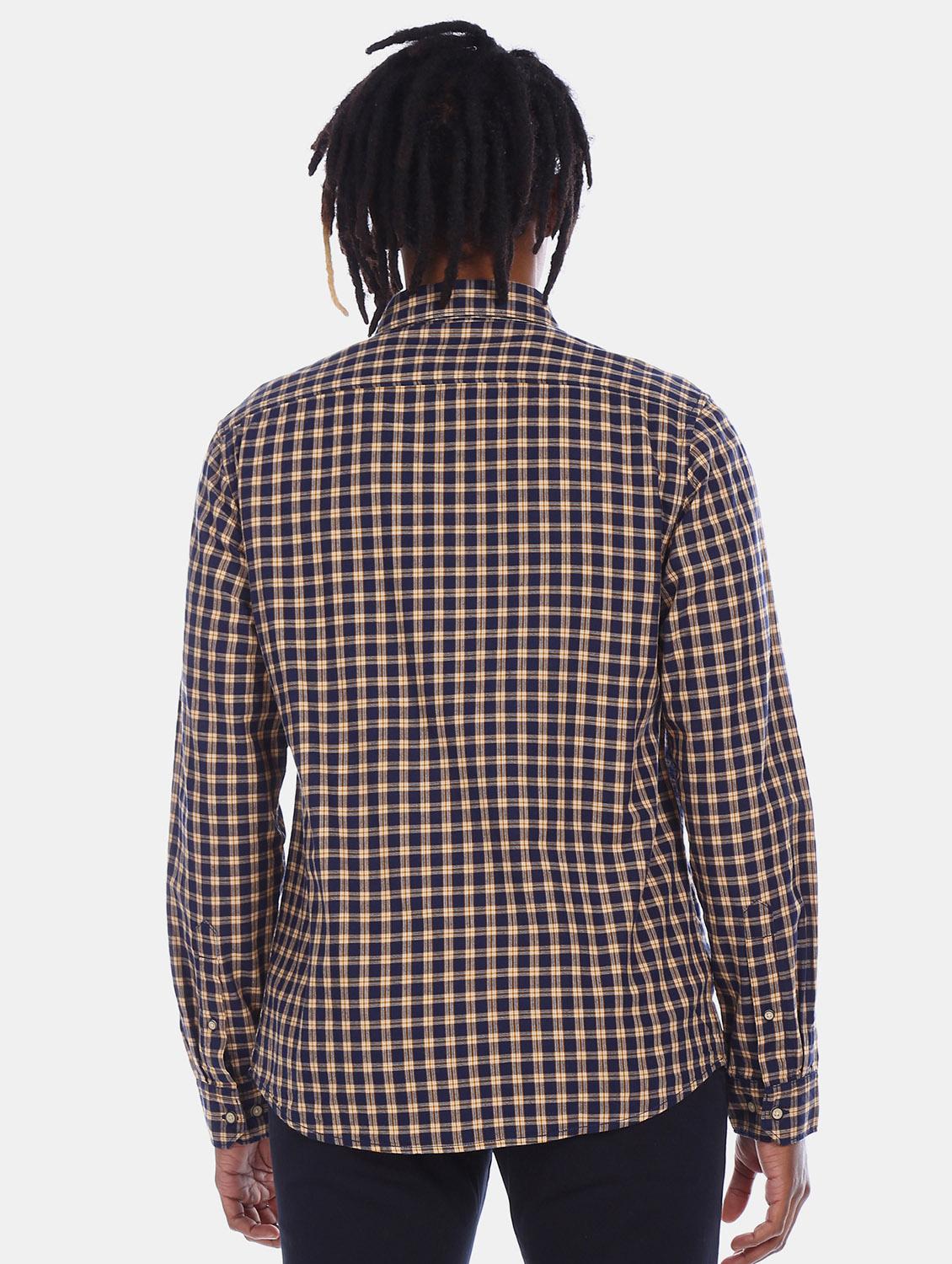 navy blue checkered casual shirt - 17576883 - Zoom Image - 4