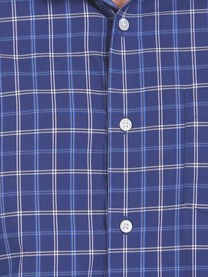 navy blue checkered casual shirt - 17576886 - Standard Image - 5