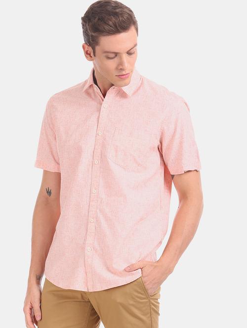 pink solid casual shirt - 17576888 - Standard Image - 1