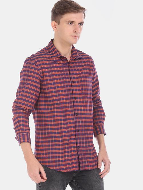 navy blue checkered casual shirt - 17576890 - Standard Image - 1