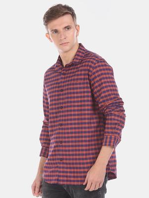 navy blue checkered casual shirt - 17576890 - Standard Image - 2