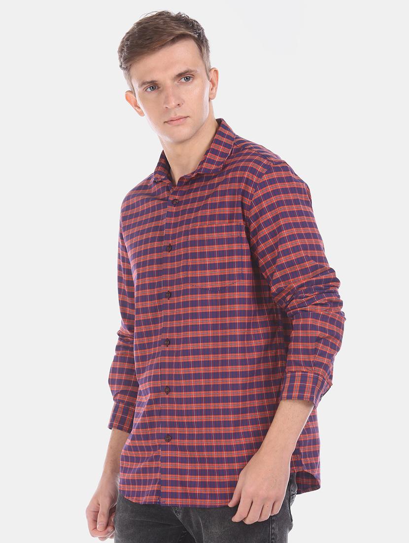 navy blue checkered casual shirt - 17576890 - Zoom Image - 2