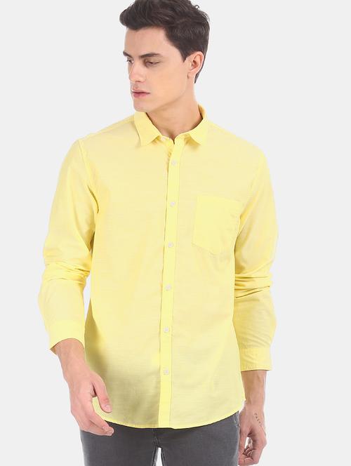 yellow solid casual shirt - 17576914 - Standard Image - 1