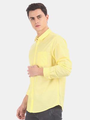 yellow solid casual shirt - 17576914 - Standard Image - 2