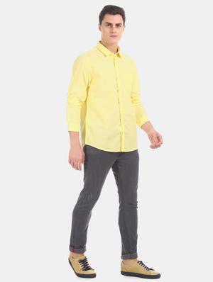 yellow solid casual shirt - 17576914 - Standard Image - 4