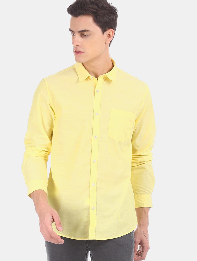yellow solid casual shirt - 17576914 - Zoom Image - 1