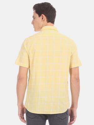 yellow checkered casual shirt - 17576915 - Standard Image - 3