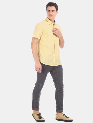 yellow checkered casual shirt - 17576915 - Standard Image - 4