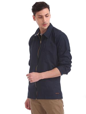 navy blue solid casual shirt - 17576961 - Standard Image - 2
