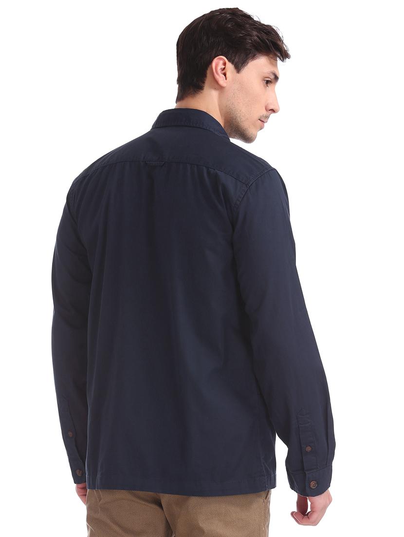 navy blue solid casual shirt - 17576961 - Zoom Image - 3