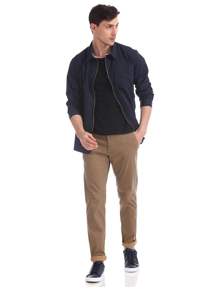 navy blue solid casual shirt - 17576961 - Zoom Image - 4