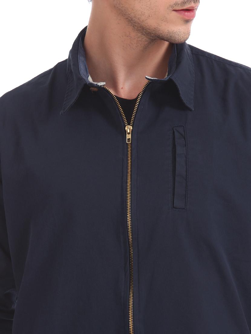 navy blue solid casual shirt - 17576961 - Zoom Image - 5