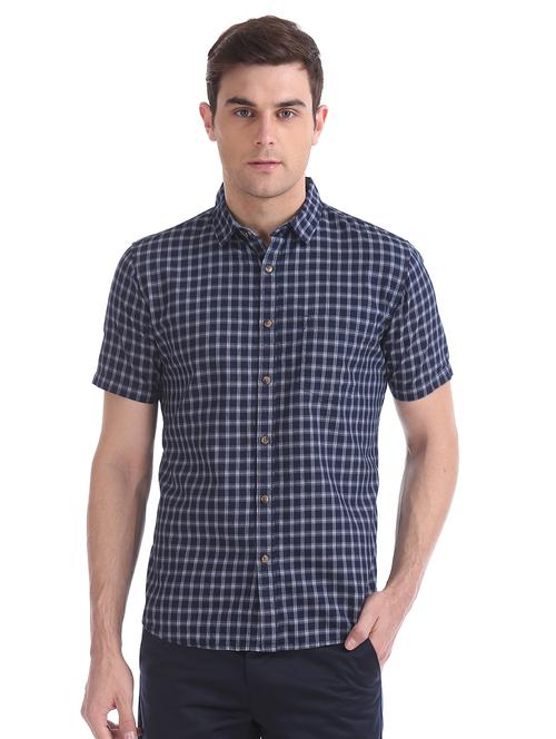 blue checkered casual shirt - 17576998 - Standard Image - 1