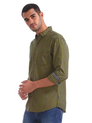 yellow checkered casual shirt - 17577016 - Standard Image - 2
