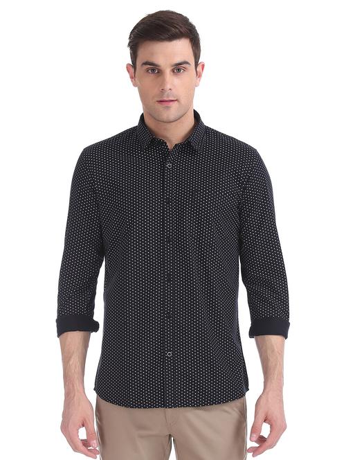 navy blue printed casual shirt - 17577078 - Standard Image - 1
