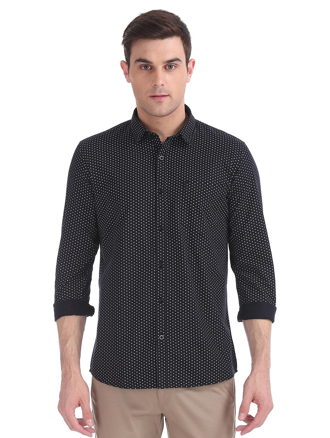 navy blue printed casual shirt - 17577078 - Zoom Image - 1
