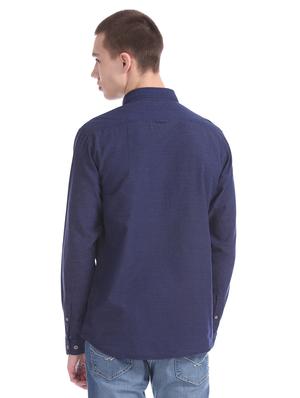 navy blue solid casual shirt - 17577170 - Standard Image - 3
