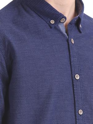 navy blue solid casual shirt - 17577170 - Standard Image - 5