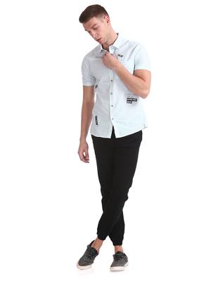 light blue printed casual shirt - 17577224 - Standard Image - 4