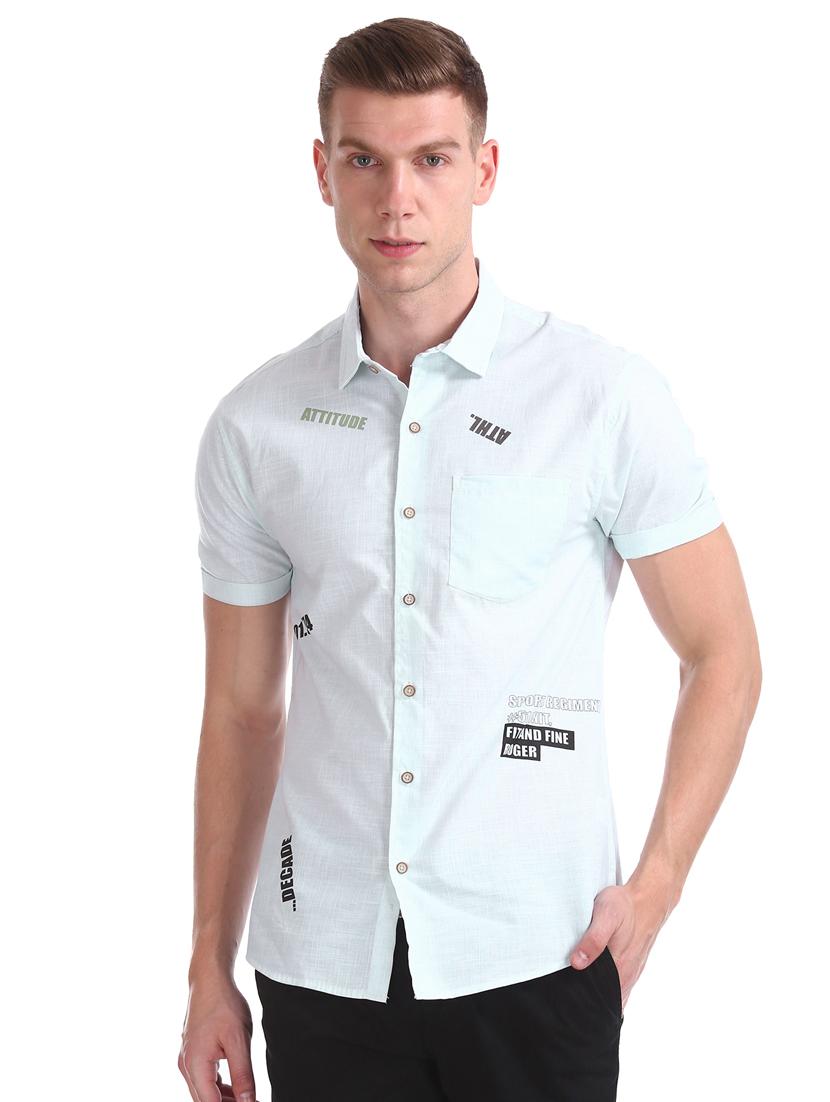 light blue printed casual shirt - 17577224 - Zoom Image - 1