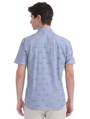 blue printed casual shirt - 17577226 - Standard Image - 3