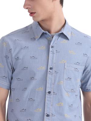 blue printed casual shirt - 17577226 - Standard Image - 5
