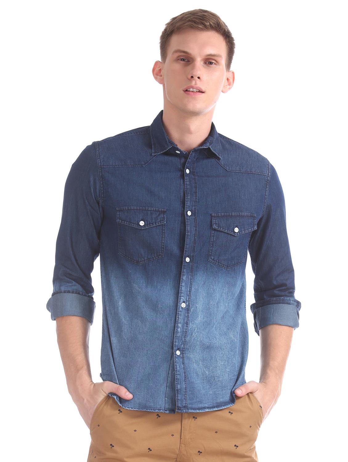 blue ombre casual shirt - 17577318 - Zoom Image - 1