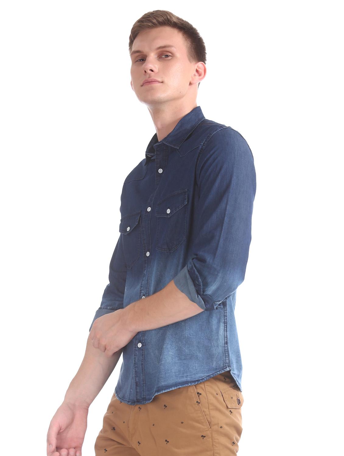 blue ombre casual shirt - 17577318 - Zoom Image - 2