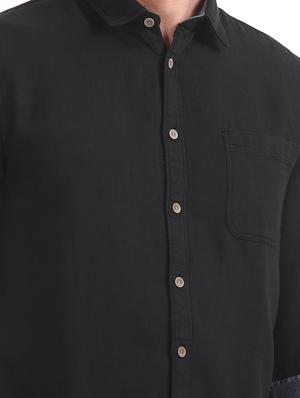 black solid casual shirt - 17577334 - Standard Image - 5