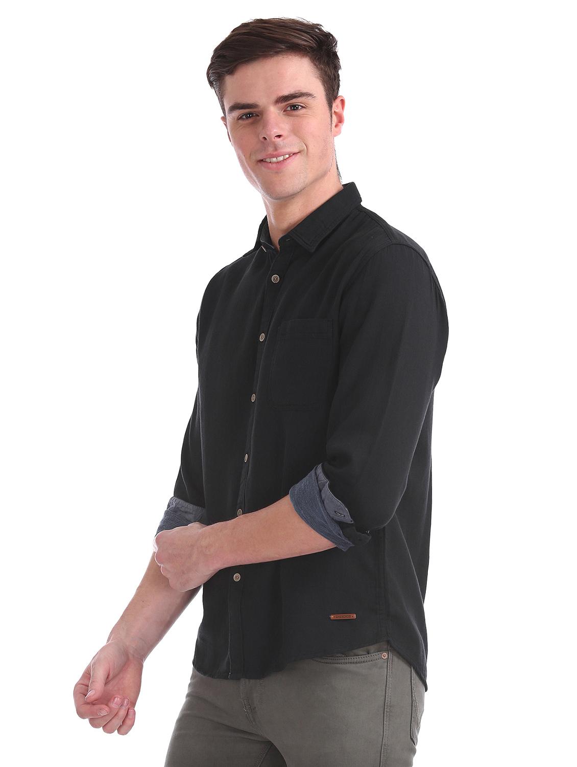 black solid casual shirt - 17577334 - Zoom Image - 2