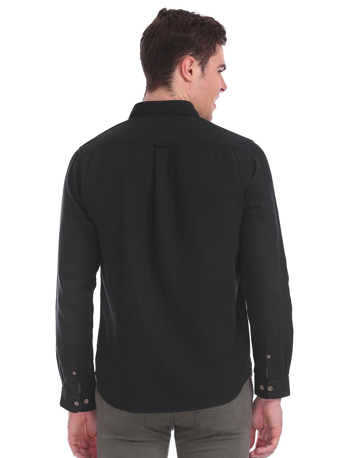 black solid casual shirt - 17577334 - Zoom Image - 3