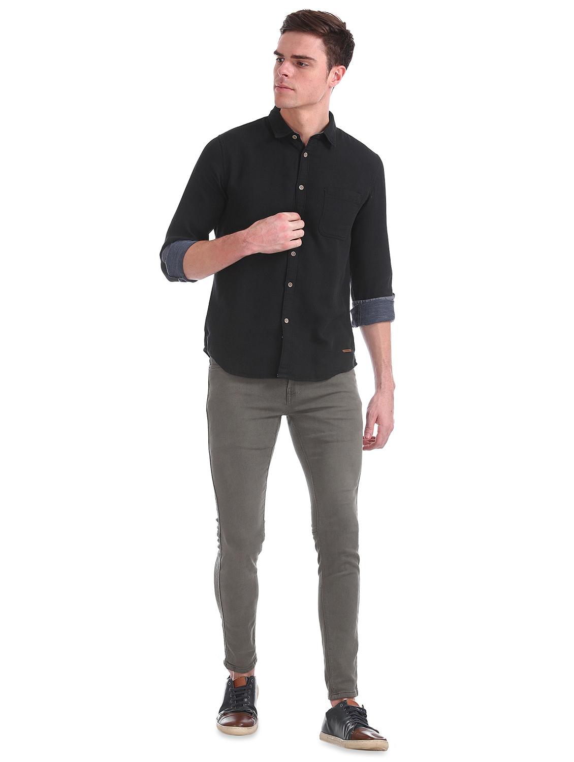black solid casual shirt - 17577334 - Zoom Image - 4