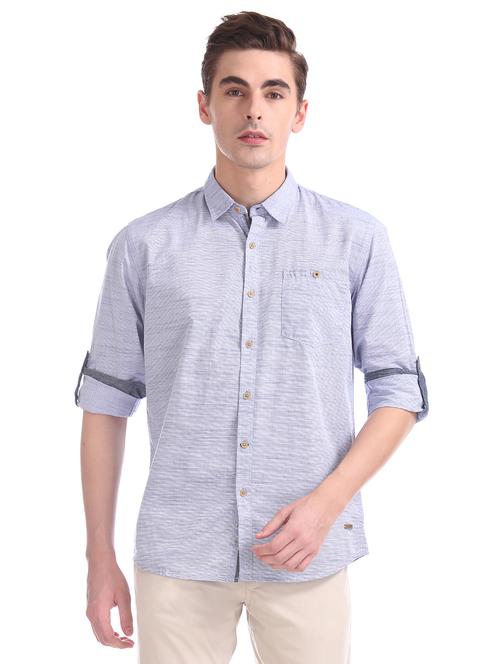 blue striped casual shirt - 17577357 - Standard Image - 1