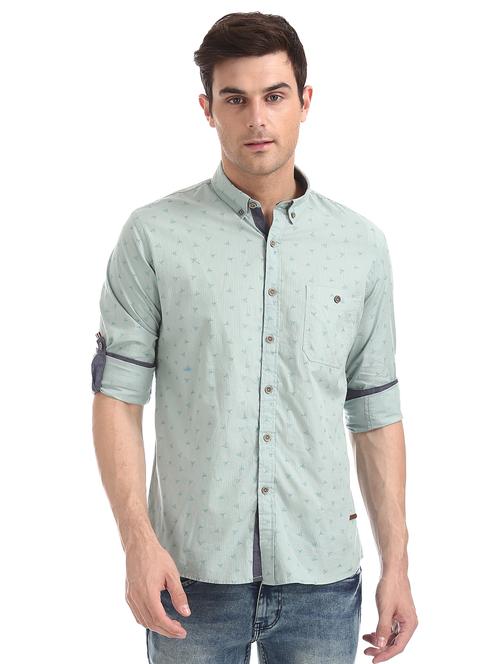 green printed casual shirt - 17577374 - Standard Image - 1