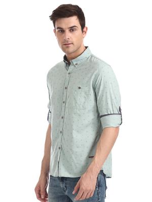green printed casual shirt - 17577374 - Standard Image - 2