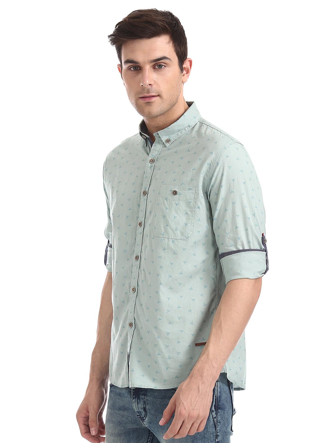 green printed casual shirt - 17577374 - Zoom Image - 2