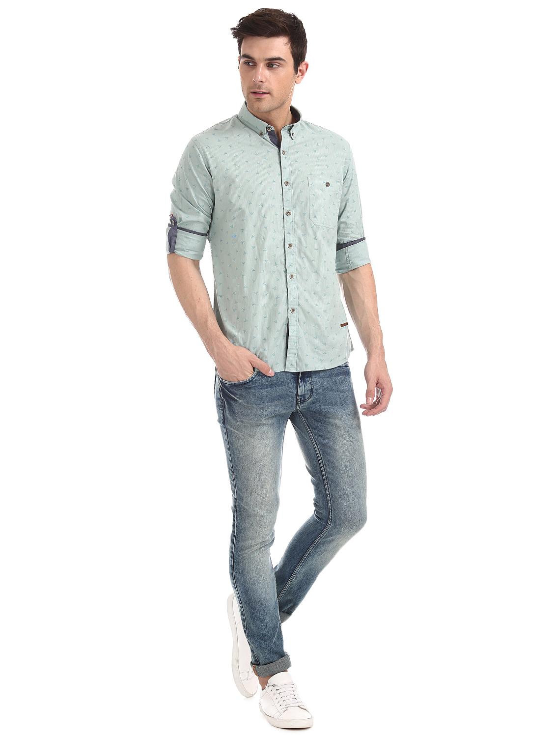 green printed casual shirt - 17577374 - Zoom Image - 4