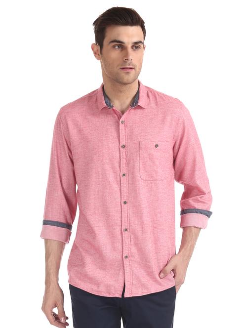 pink solid casual shirt - 17577440 - Standard Image - 1