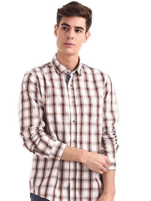 off white checkered casual shirt - 17577465 - Very Small Image - 1