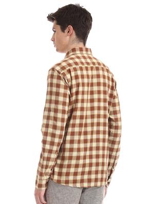 beige checkered casual shirt - 17577491 - Standard Image - 3