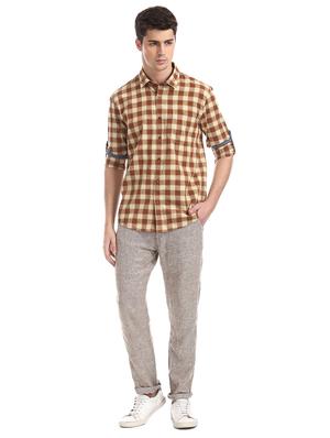 beige checkered casual shirt - 17577491 - Standard Image - 4