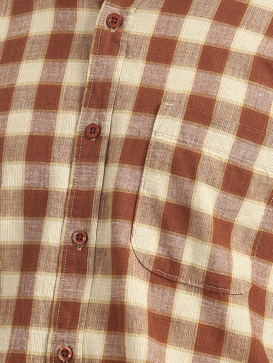 beige checkered casual shirt - 17577491 - Zoom Image - 5