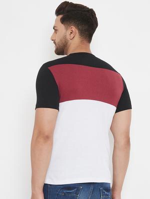 white printed color block cut & sew t-shirt - 17577882 - Standard Image - 3