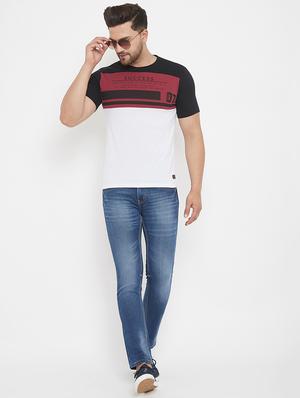 white printed color block cut & sew t-shirt - 17577882 - Standard Image - 4