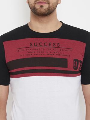 white printed color block cut & sew t-shirt - 17577882 - Standard Image - 5
