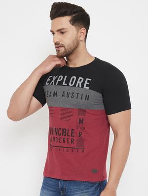maroon printed cut & sew t-shirt - 17577884 - Standard Image - 2